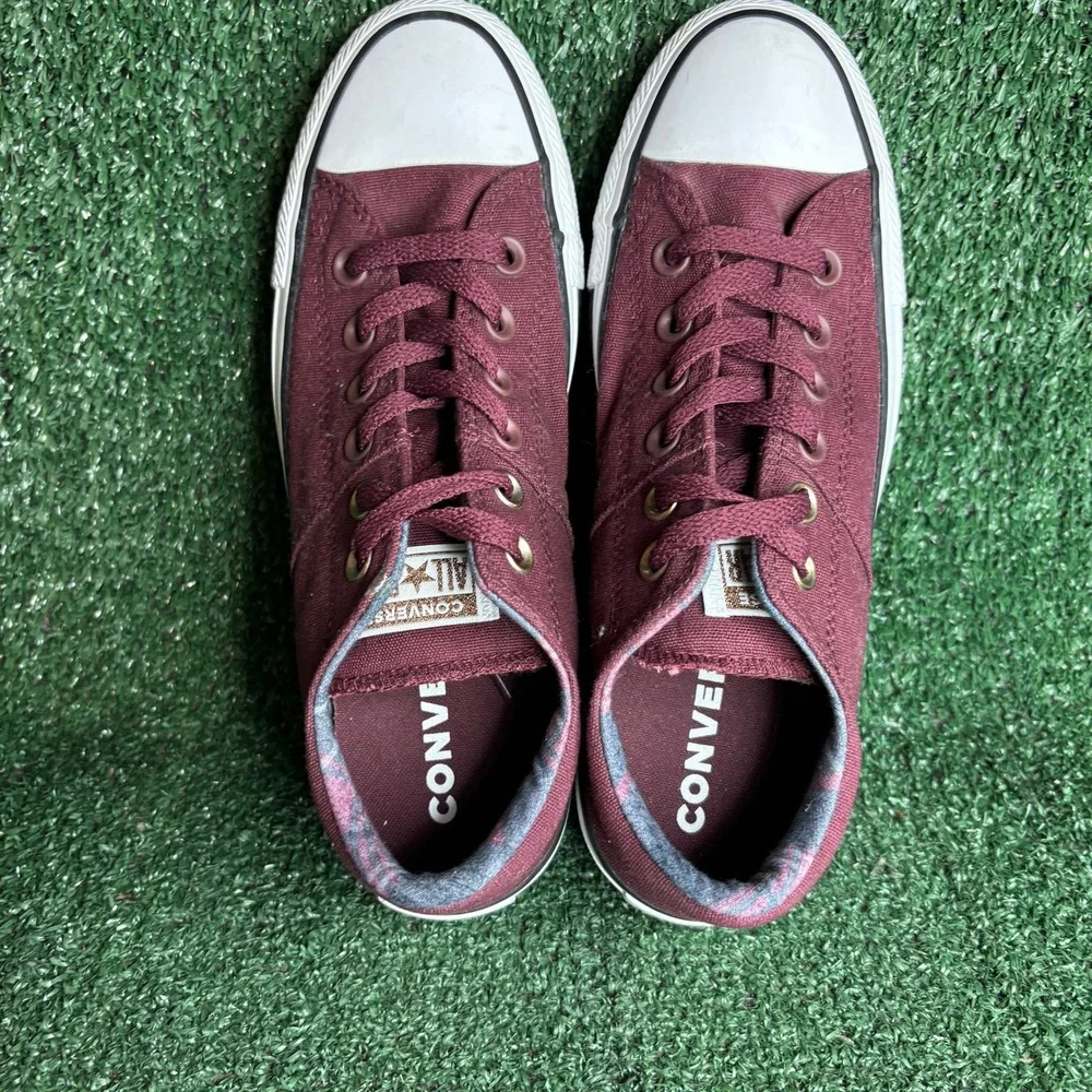 NEW Converse All Star Madison Plaid Canvas Low Top Sneaker Burgundy Womens Sz 8